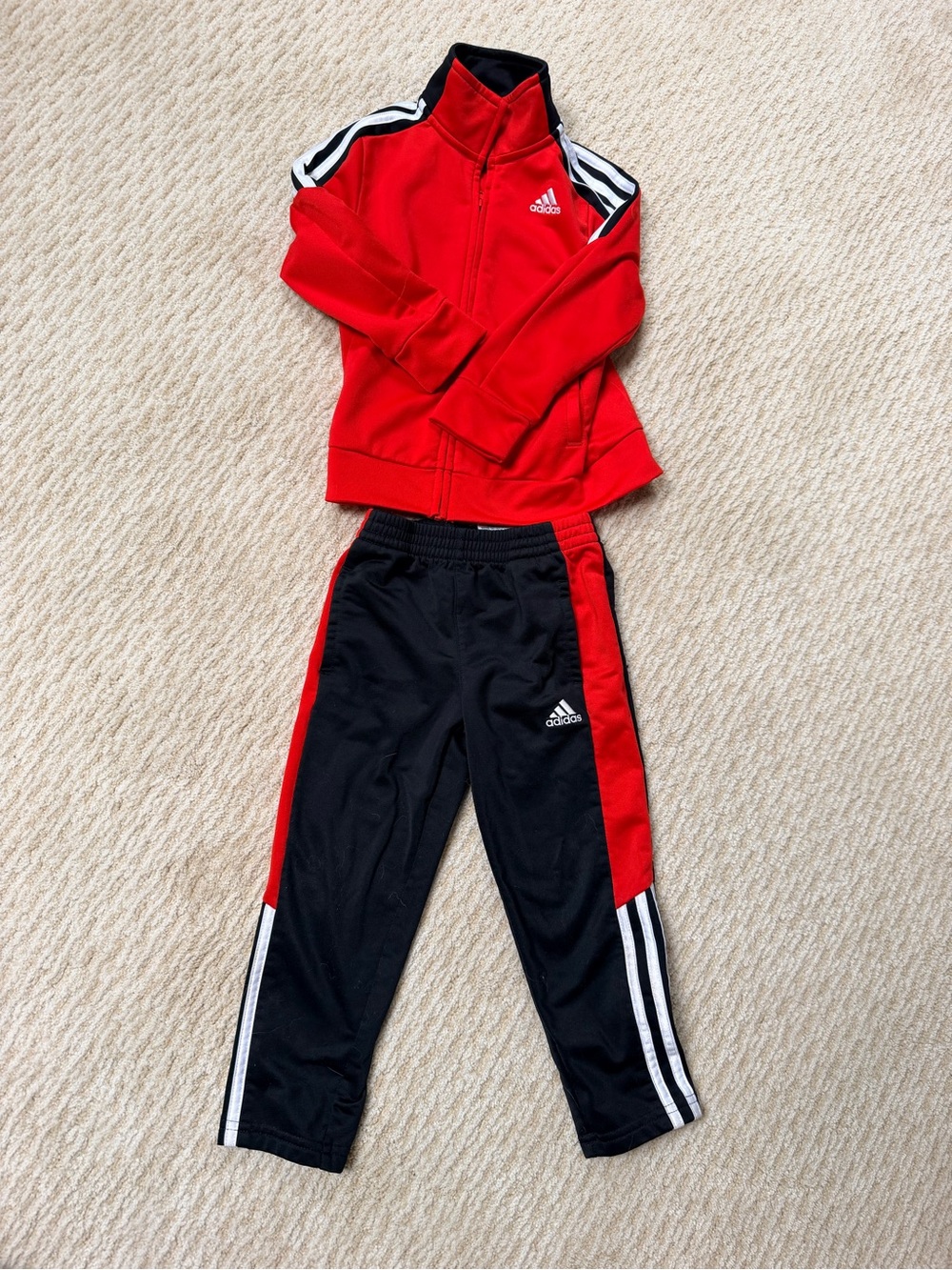adidas Kids Red and Black Track Pants and Jacket